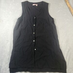Fresh Produce Sz MEDIUM Black Button Up Sleeveless Top